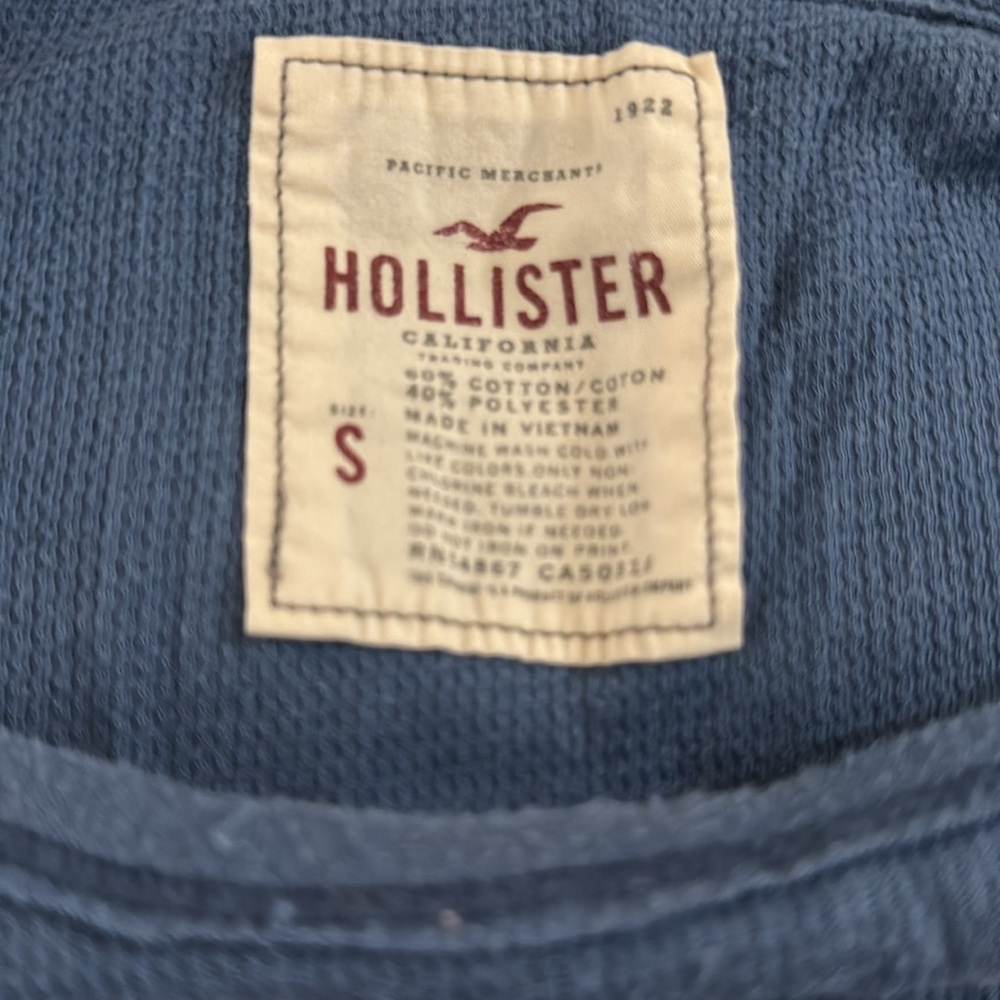 Hollister Blue Long Sleeve Top with Pink and White Accents - Picture 2 of 4